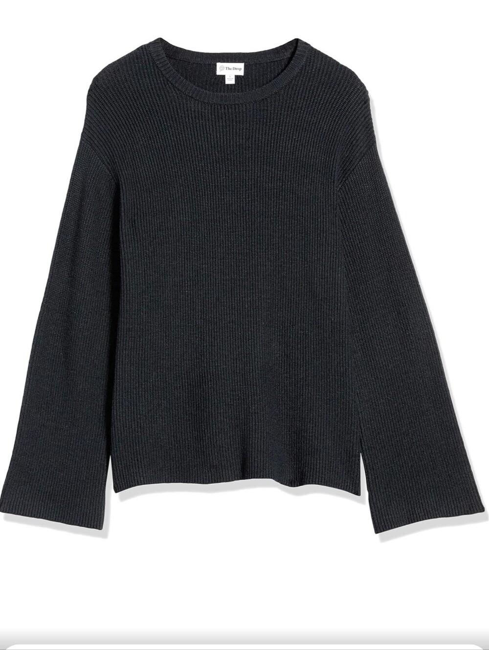 NWT The Drop Alice Black Ribbed Crewneck Sweater